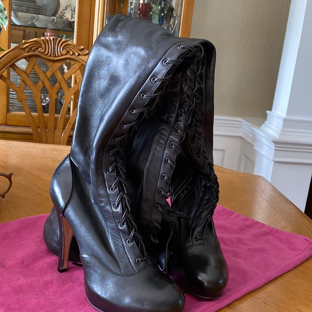 ETRO Milano Thigh High Butter Leather Boots Italian size 40 on bottom